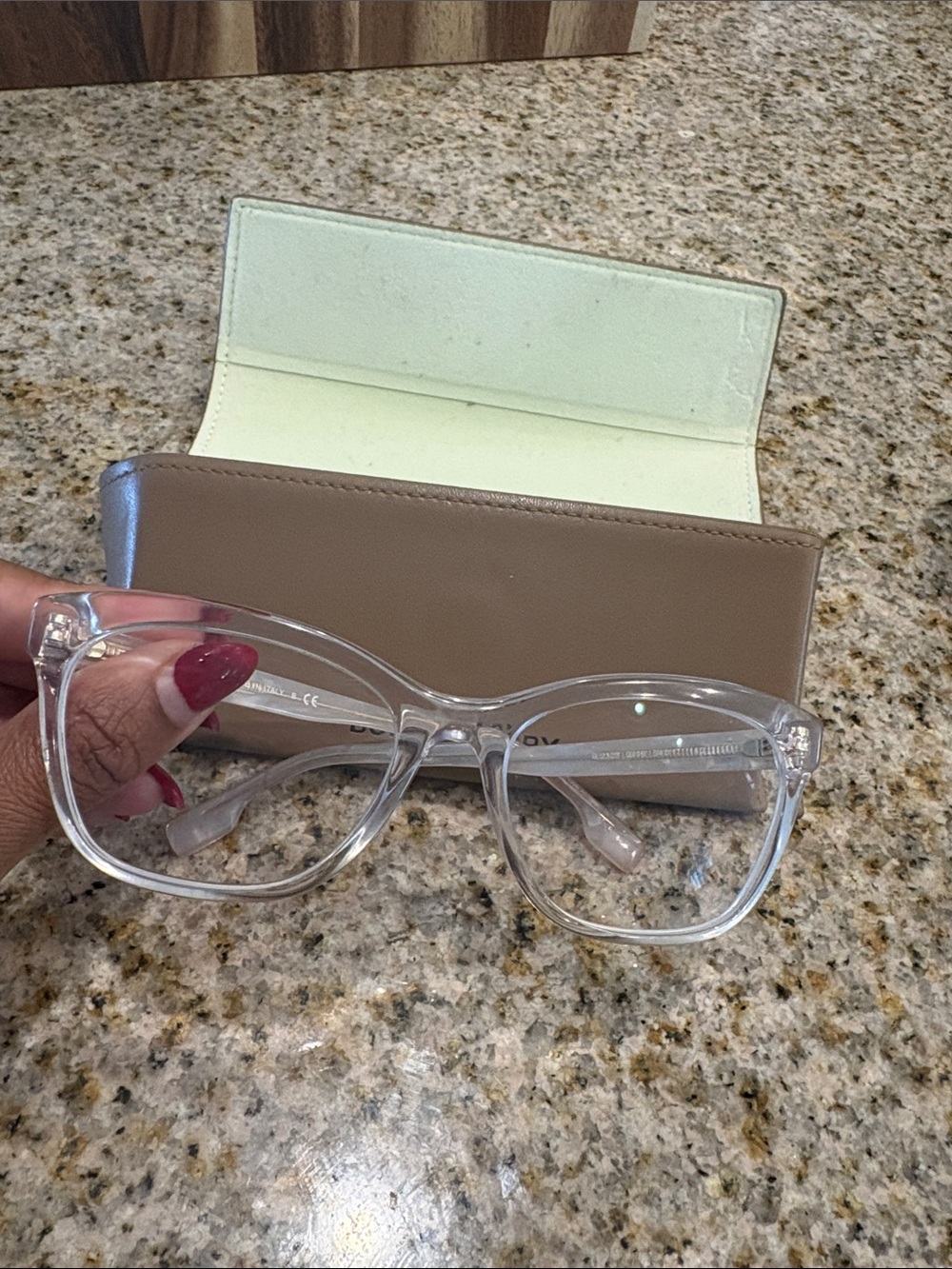 Burberry Clear Frame Glasses with Tan Case (will have to change R/X)